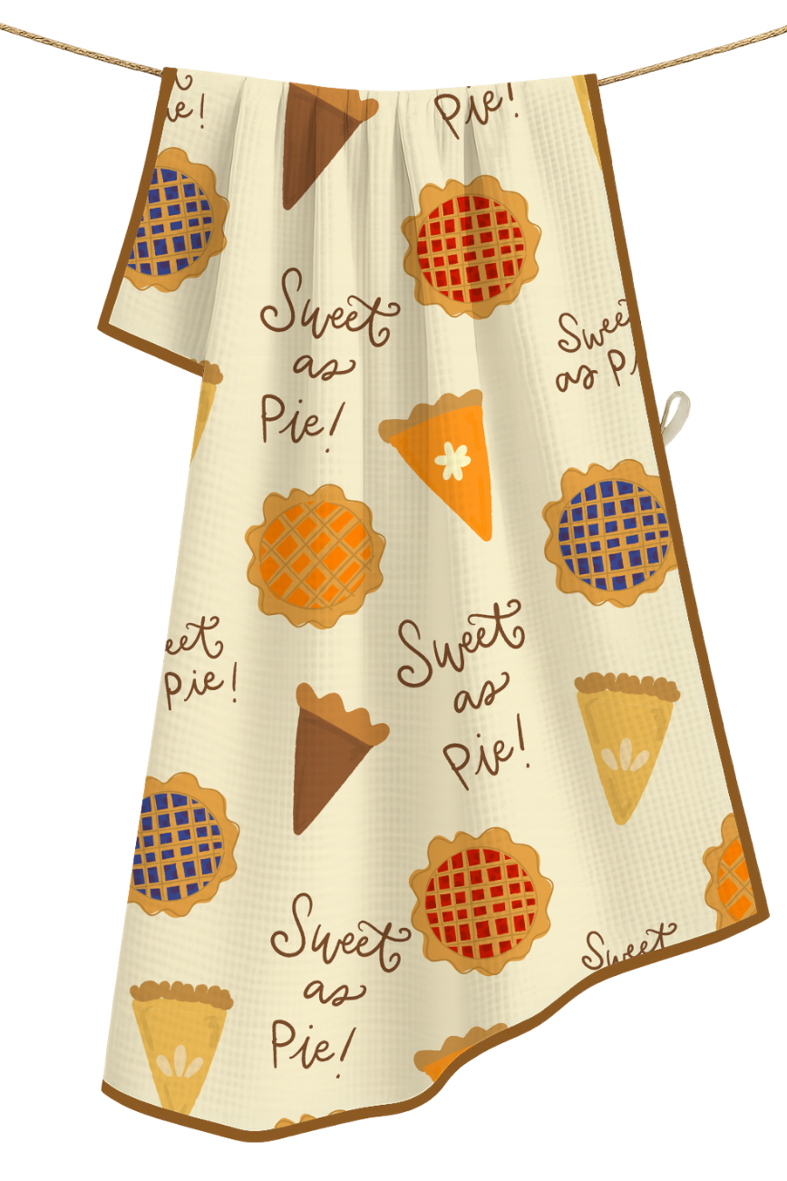 Sweet as Pie- Microfiber Waffle Weave Tea Towel
