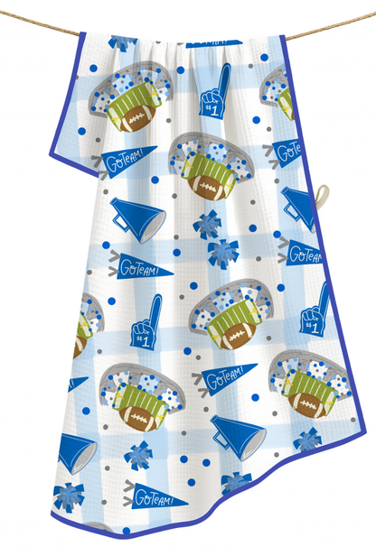 Blue & White Football Game Day- Microfiber Waffle Weave Tea Towel
