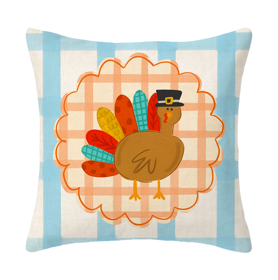 Scalloped Turkey Patchy Square Pillow