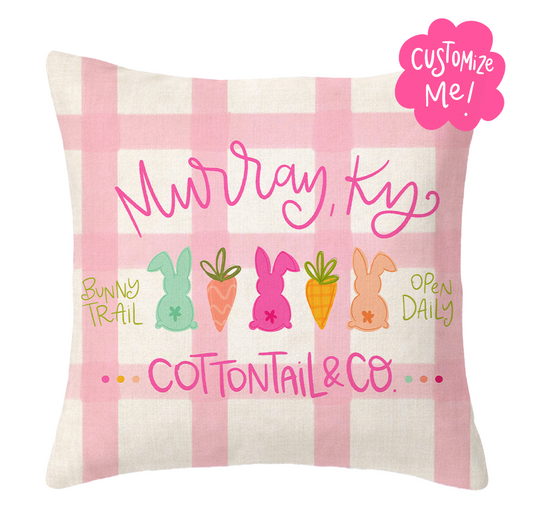 Cottontails & Co Custom Town Name pillow