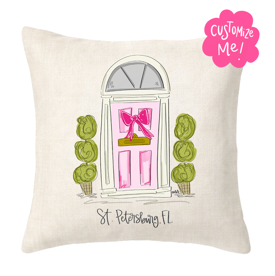 Front Door *Custom Town* Square Pillow