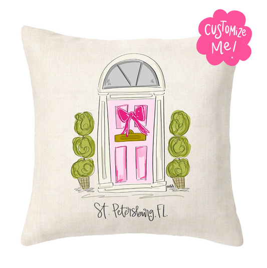 Front Door *Custom Town* Square Pillow