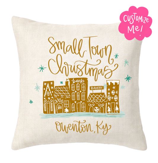 Small Town Christmas Gingerbread Custom Town Square Pillow