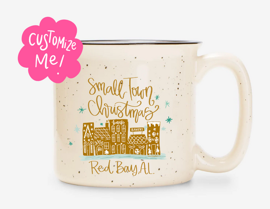 Small Town Christmas Gingerbread Custom Town Camper Mug