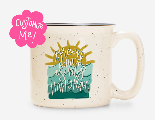 My Happy Place is *Custom Lake Name* Coffee Mug (Vertical Design)