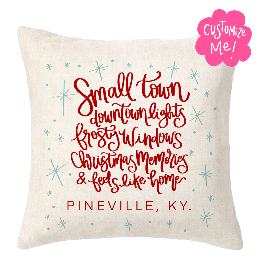 Small Town Christmas - Custom Town Square Pillow