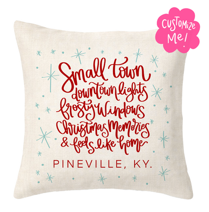 Small Town Christmas - Custom Town Square Pillow