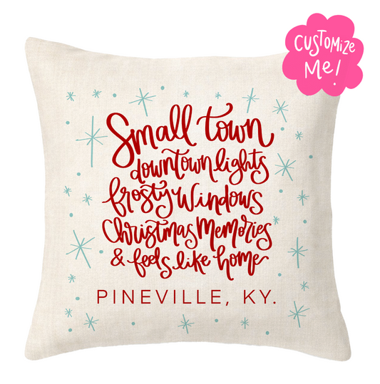 Small Town Christmas - Custom Town Square Pillow