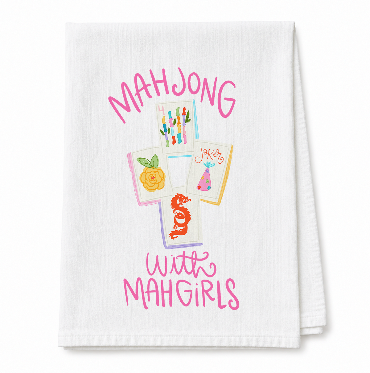 Mahjong with Mah Girls Tea Towel