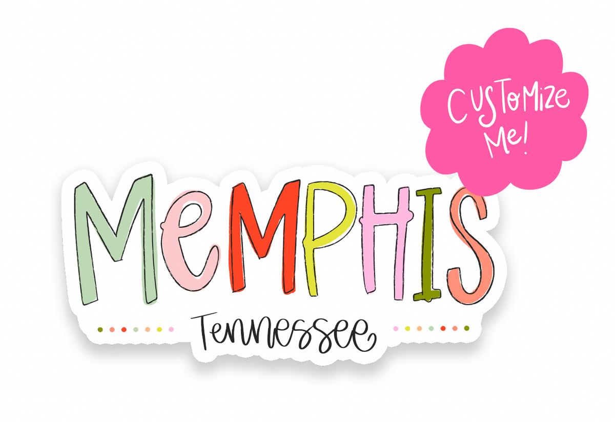 Colorful Line Town Name- *Custom Name* Sticker