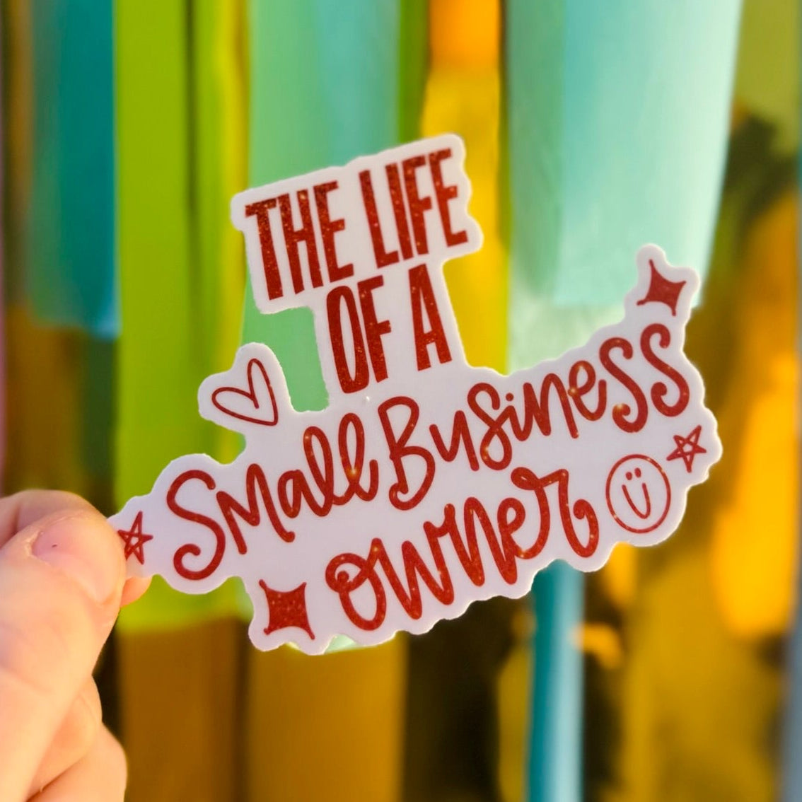 Doodles by Rebekah "The Life of a Small Business Owner" sticker. This whimsical hand-lettered vinyl decal is perfect for entrepreneurs, makers, and shop owners to decorate their planners, laptops, or shipping stations.