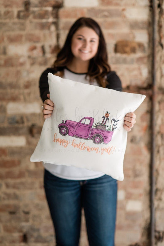 Happy Halloween Y'all Pillow - Doodles by Rebekah