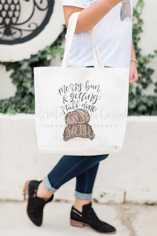 Messy Bun Tote - Doodles by Rebekah