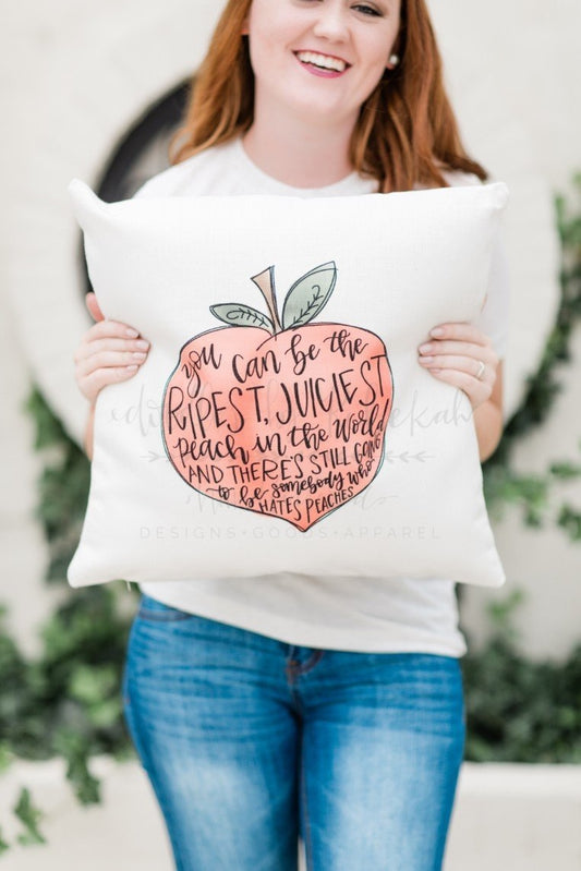 Peach Pillow - Doodles by Rebekah