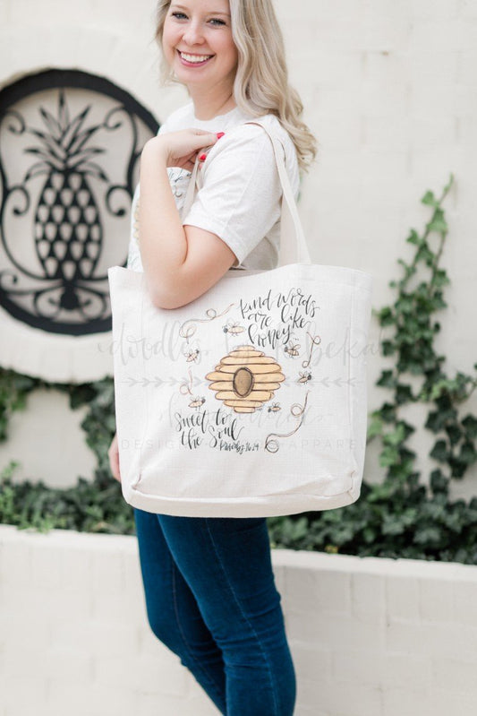 Kind Words Like Honey Tote - Doodles by Rebekah