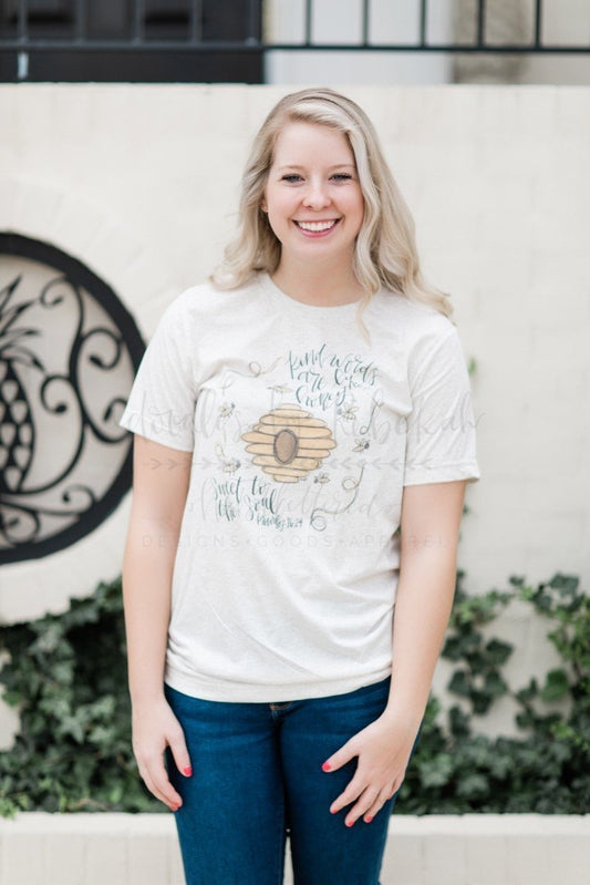Kind Words Like Honey Tee - Doodles by Rebekah