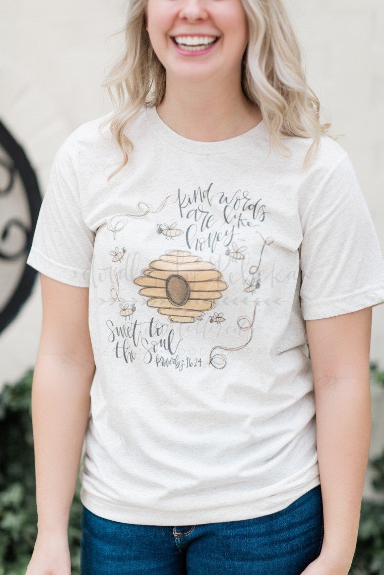 Kind Words Like Honey Tee - Doodles by Rebekah