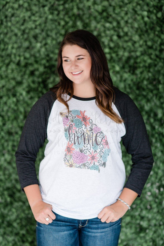 Georgia Floral Baseball Tee - Doodles by Rebekah