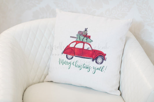 Merry Christmas, Y'all! Car Pillow - Doodles by Rebekah