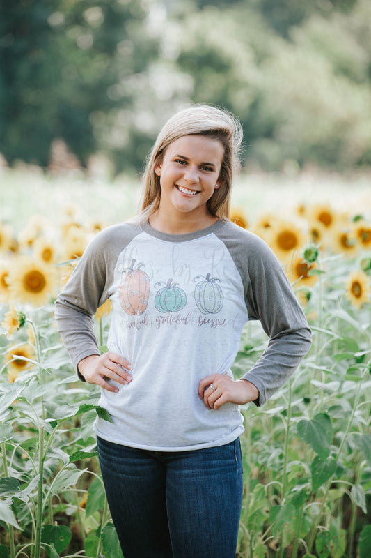 Thankful. Grateful. Blessed. - Baseball Tee