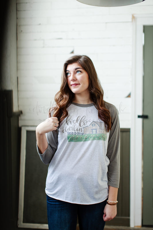 Hello Darlin Barn Raglan - Baseball Tee