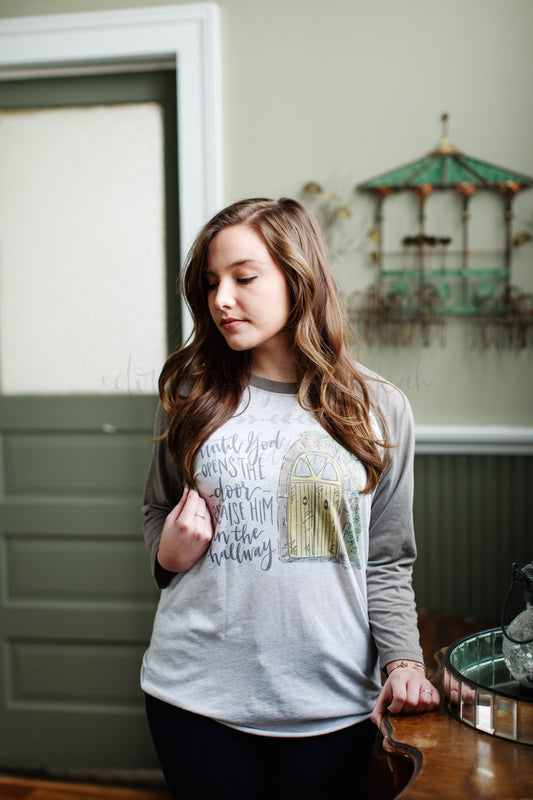 Praise Him in the Hallway Raglan or Tee - Doodles by Rebekah