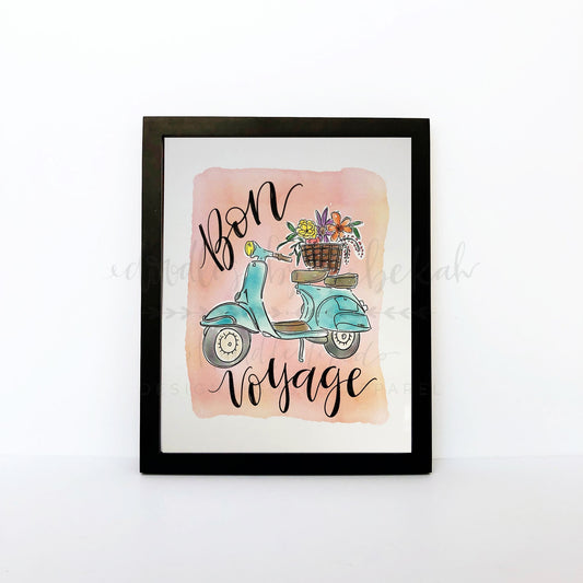 Bon Voyage 8x10 Print - Doodles by Rebekah