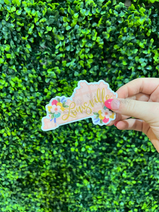 Louisville Floral Pink Plaid Sticker - Sticker