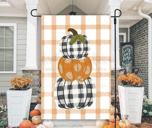Ginghma Pumpkin Stack Garden Flag - Garden Flag