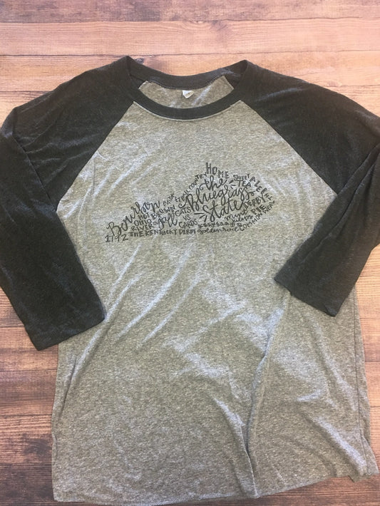 Bluegrass State Word Art - Baseball Tee
