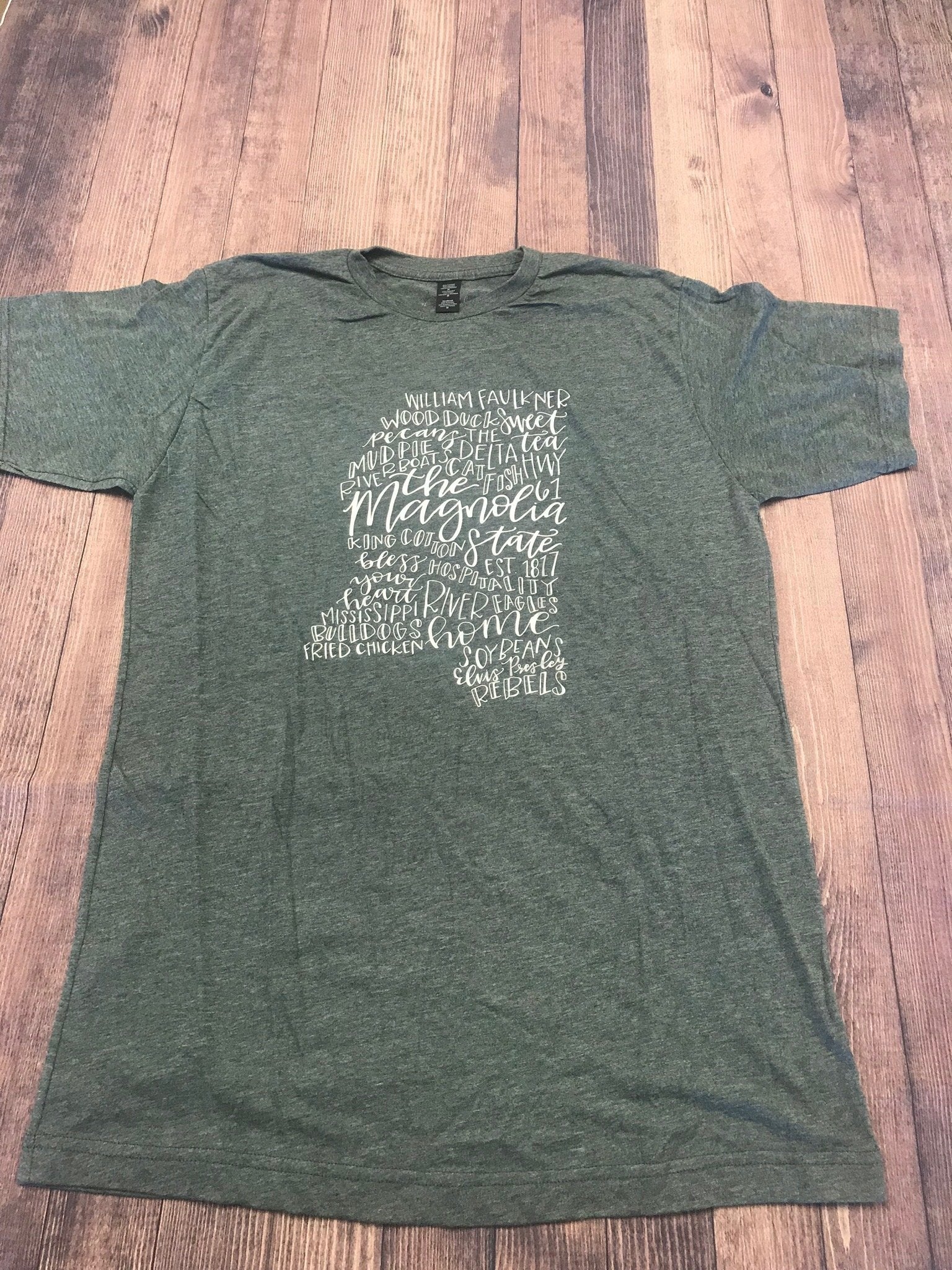 Mississippi Word Art Charcoal Tee - Tees