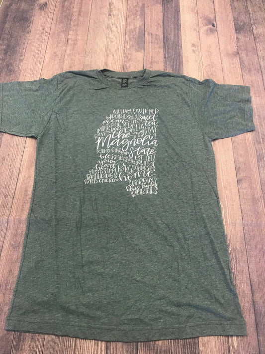 Mississippi Word Art Charcoal Tee - Tees
