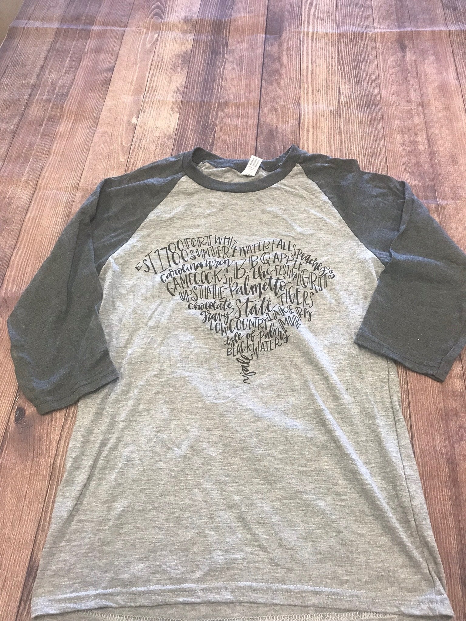 South Carolina Word Art Gray Raglan - Baseball Tee