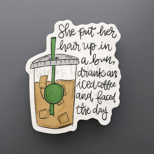 She Put Her Hair Up in a Bun Sticker - Sticker