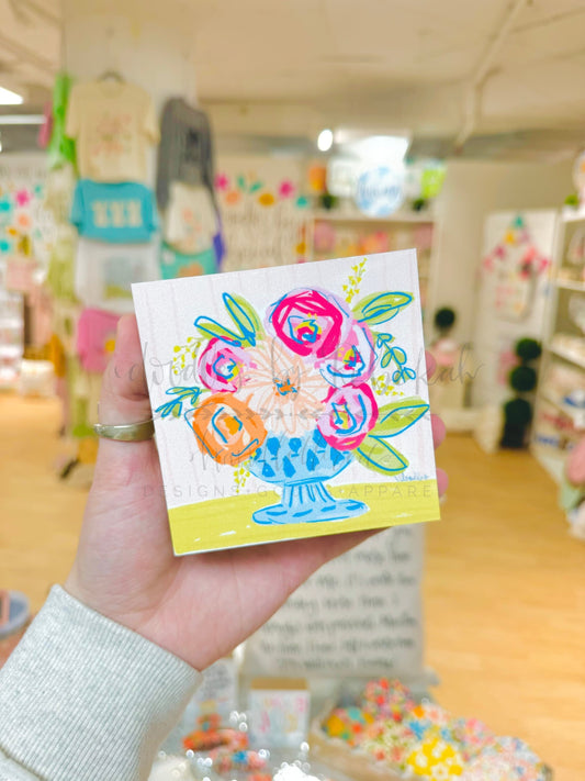 Coral Full Floral Block