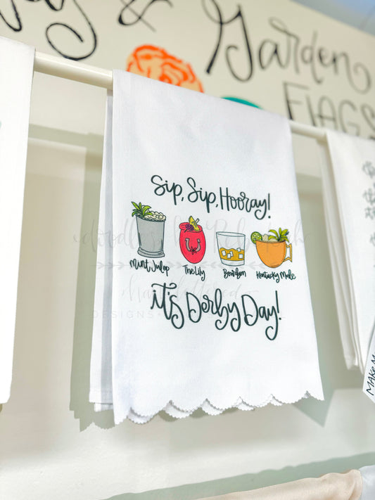Sip Sip Hooray It's Derby Day Tea Towel