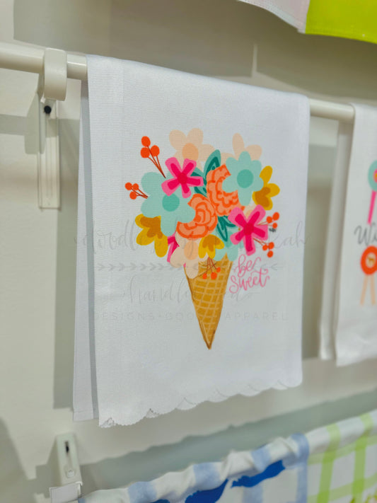 Be Sweet Flower Cone Tea Towel