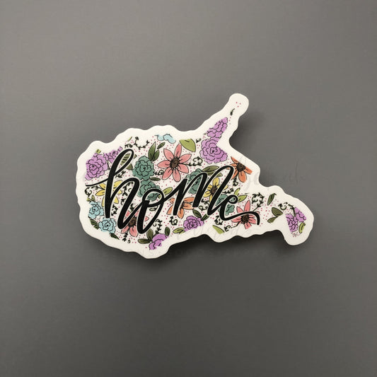 West Virginia Floral Home Sticker - Doodles by Rebekah