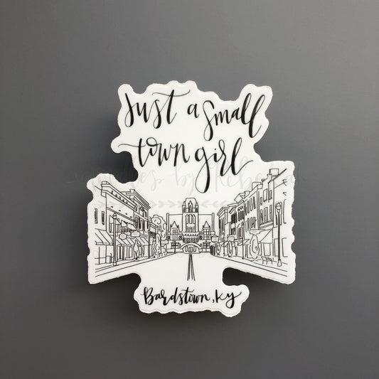 Bardstown Main Street Sticker (B&W) - Doodles by Rebekah
