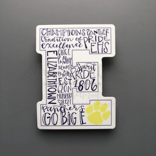 Elizabethtown High School 'Word Art' Sticker