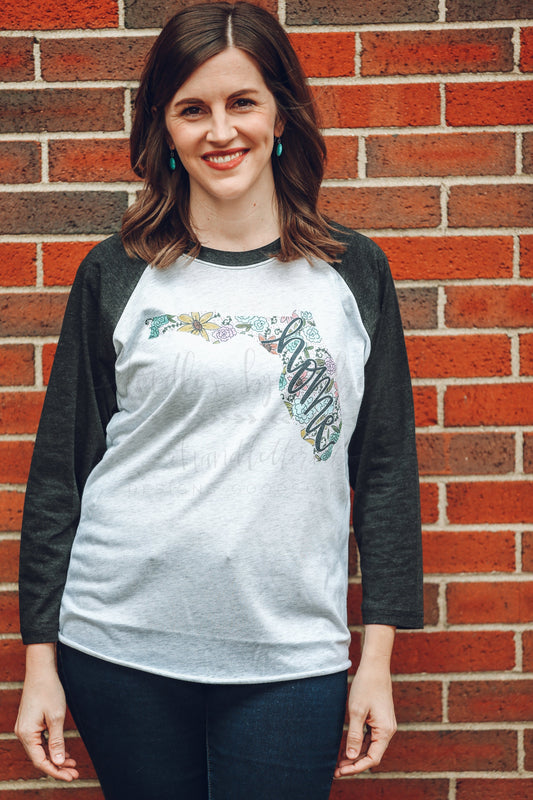 Florida Floral Raglan - Baseball Tee