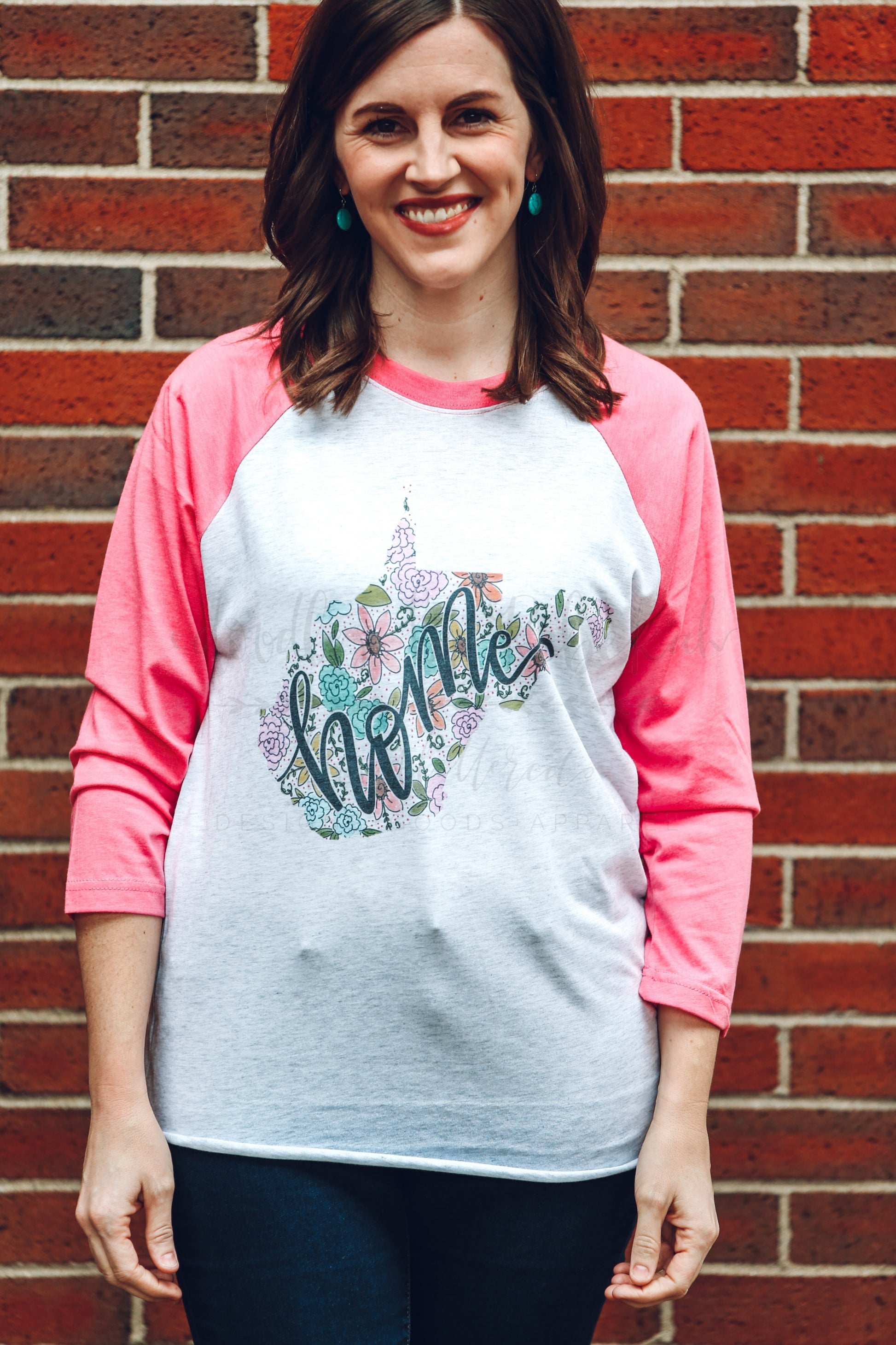 West Virginia Floral Raglan - Baseball Tee