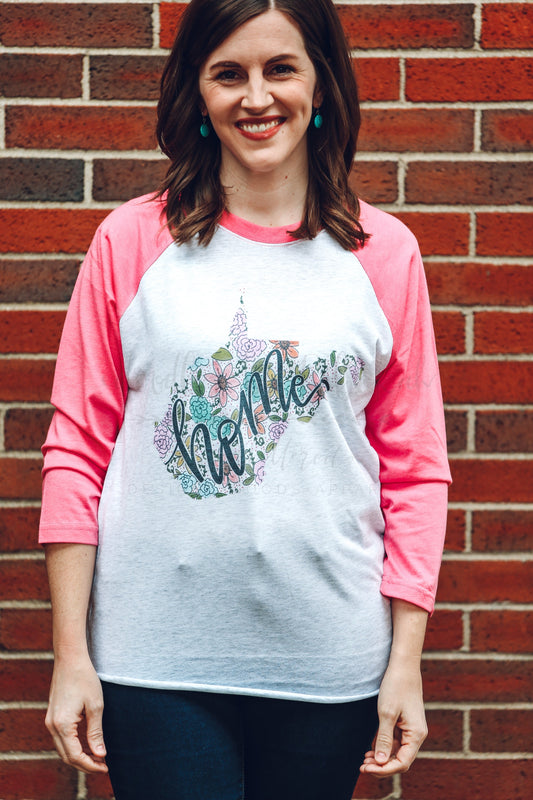 West Virginia Floral Raglan - Baseball Tee