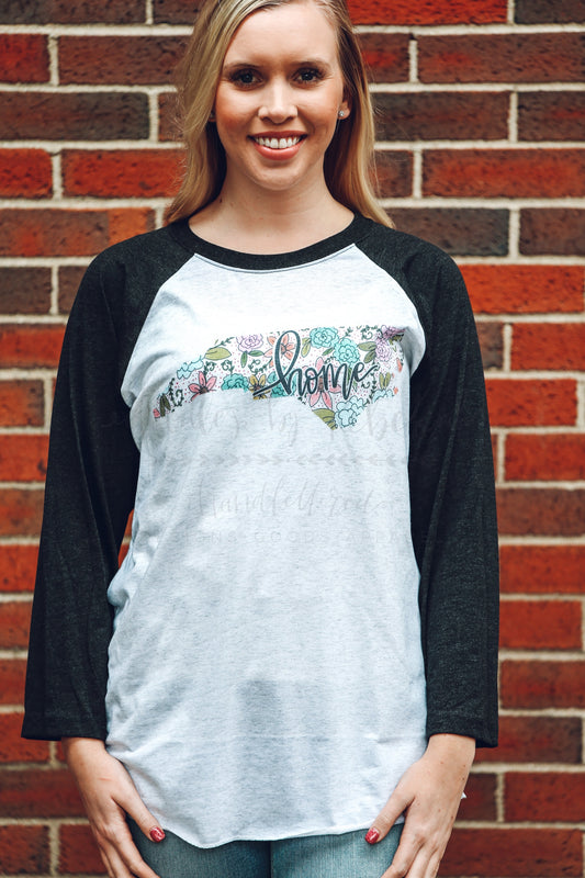 North Carolina Floral Raglan - Baseball Tee