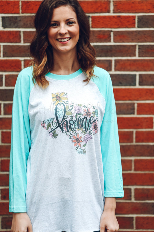 Texas Floral Raglan - Baseball Tee