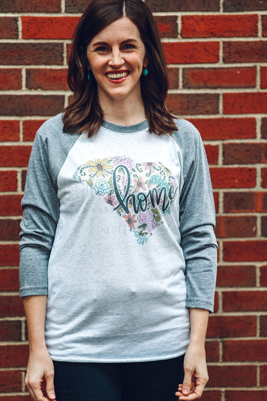 South Carolina Floral Raglan - Baseball Tee