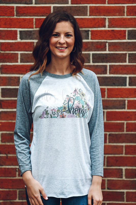 Virginia Floral Raglan - Baseball Tee