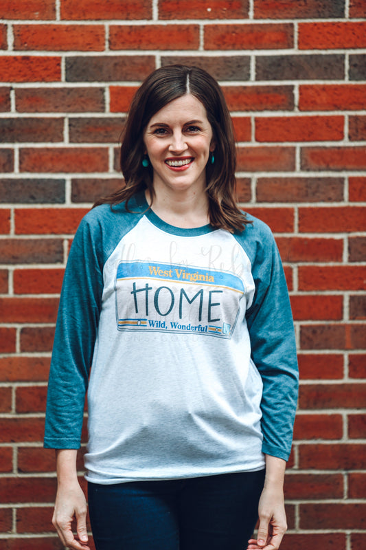 West Virginia License Plate Raglan - Baseball Tee