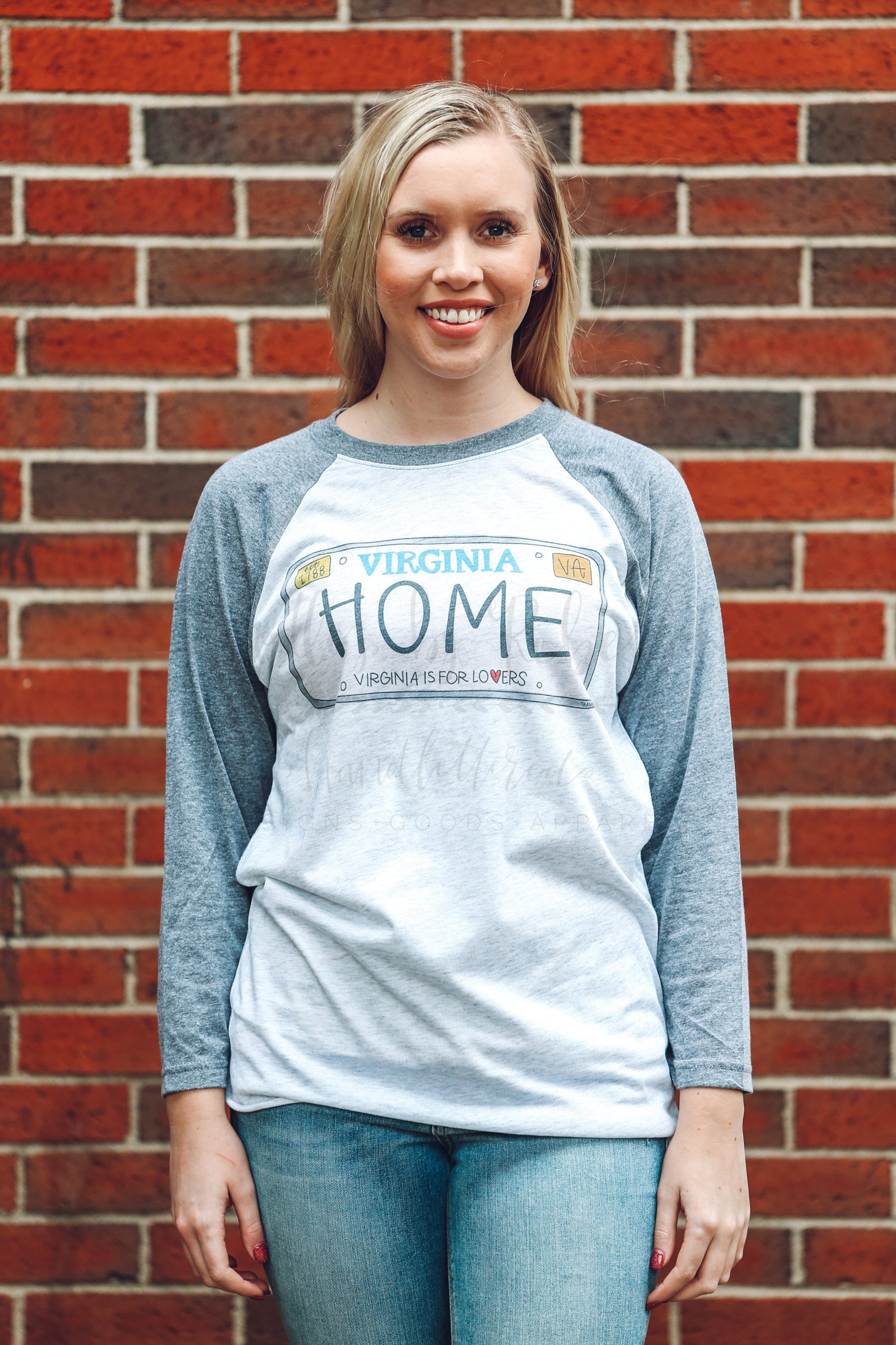 Virginia License Plate Raglan - Baseball Tee