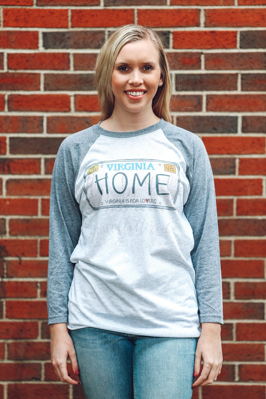 Virginia License Plate Raglan - Baseball Tee